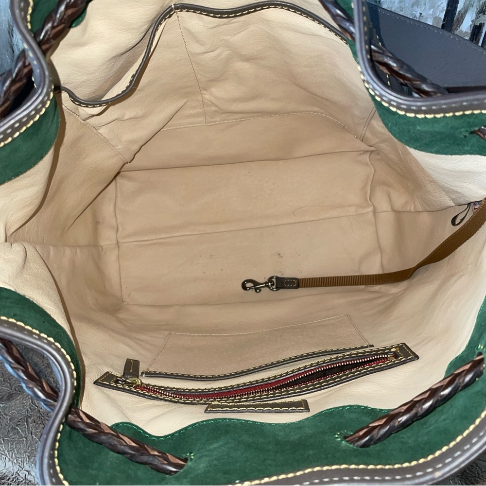 🩶🤎LG Dooney and Bourke Hattie Drawstring Bag Florentine Leather -Charcoal- $528 - Picture 16 of 16
